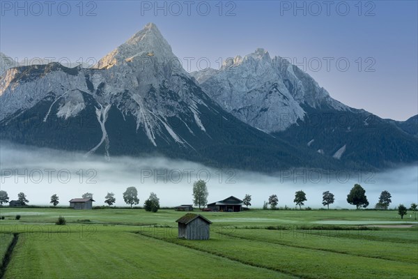 Morning fog on the Wetterstein mountains