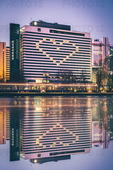 Long exposure of the Intercontinental Hotel with Corona Heart