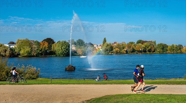 Water fountain at the Tiefen See in Park Babelsberg