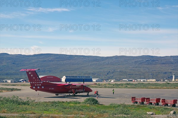 Air Greenland runway and aircraft at Kangerlussuaq Airport