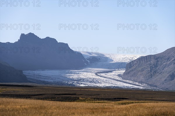 View of glacier tongues and mountains