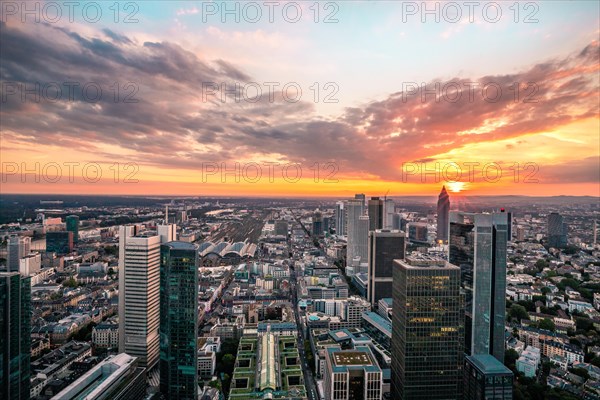 View over Frankfurt at sunset