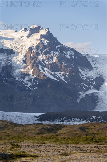 View of glacier tongues and mountains