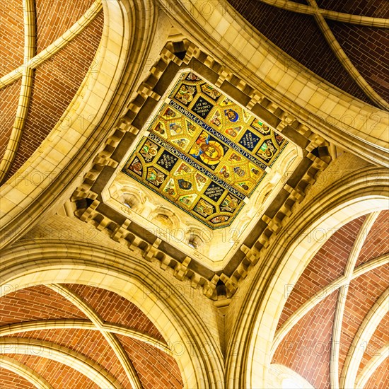 Plafond and fresco on the ceiling in Buckfast Abbey Church