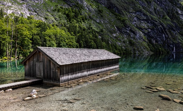 Wooden shed at the Obersee in Berchtesgadener Land