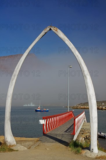 Whalebone gate in front of a jetty