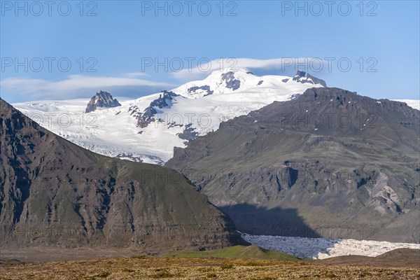 View of glacier tongues and mountains