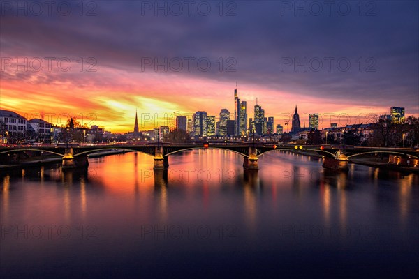 Illuminated skyline with Commerzbank