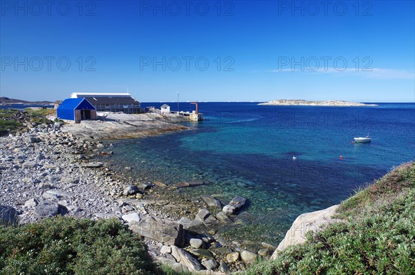 Wide bay with stone beach