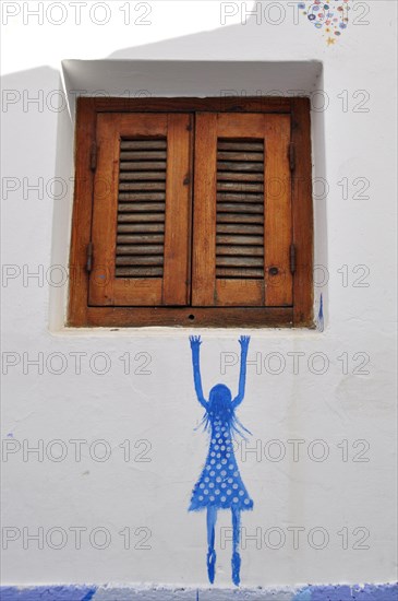 Mural with girl and window