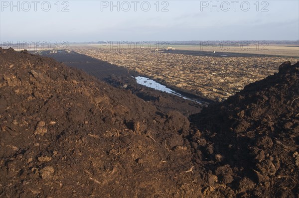 Peat cutting and subsequent deep ploughing