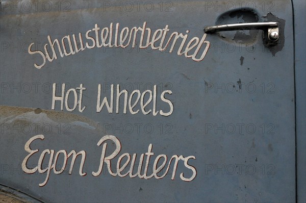 Lettering on vehicle door