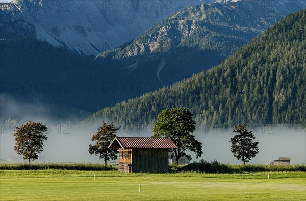 Morning fog on the Wetterstein mountains