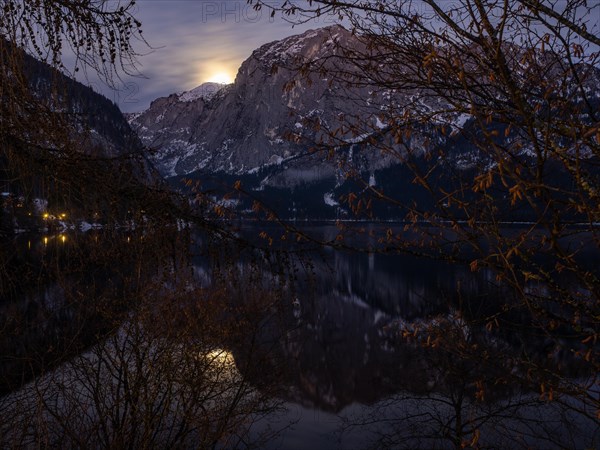 Moonrise over Trisselwand at Lake Altaussee