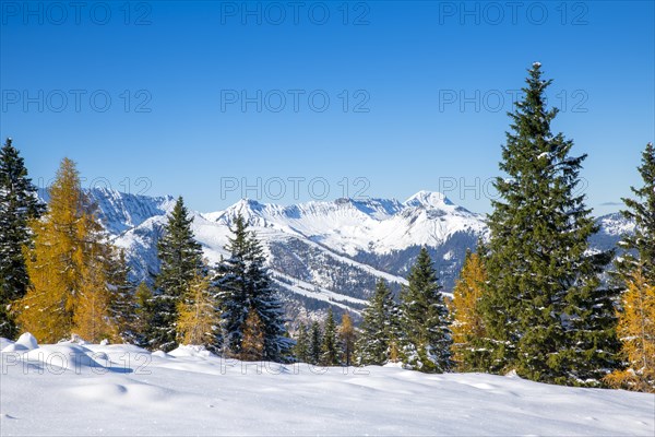 Mountain landscape in late autumn with snow