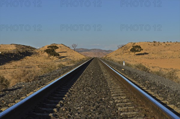 Tracks lead straight into the Rif Mountains of a railway line in northern Morocco