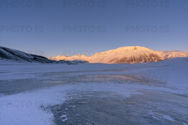 Piano Grande of Castelluccio di Norcia plateau and Vettore in Winter