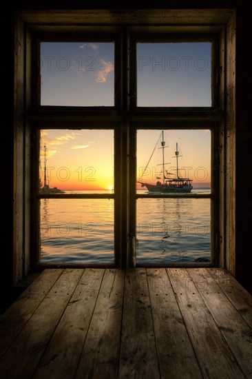 Great view from a wooden window with a wooden table