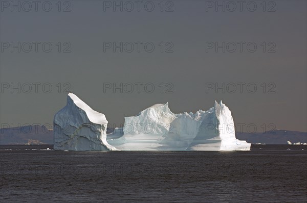 Huge icebergs in a wide bay
