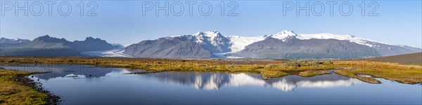 View of glacier tongues and mountains