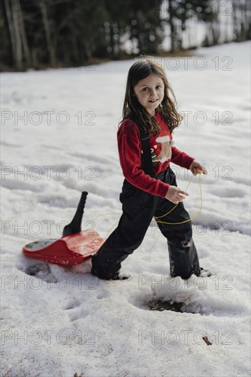 Girl with a bob in the snow