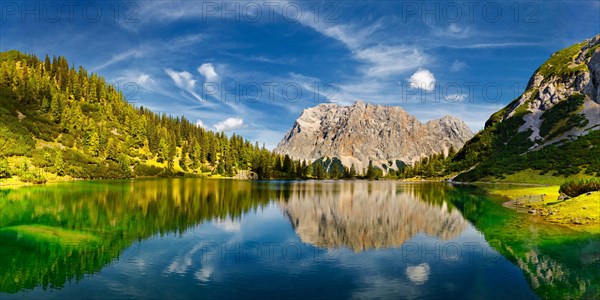 Wetterstein Mountains with reflection in the Seebensee