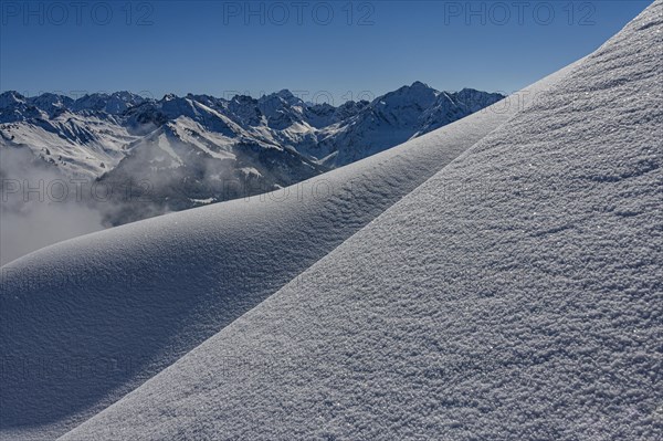 Snow area with Allgaeu Alps