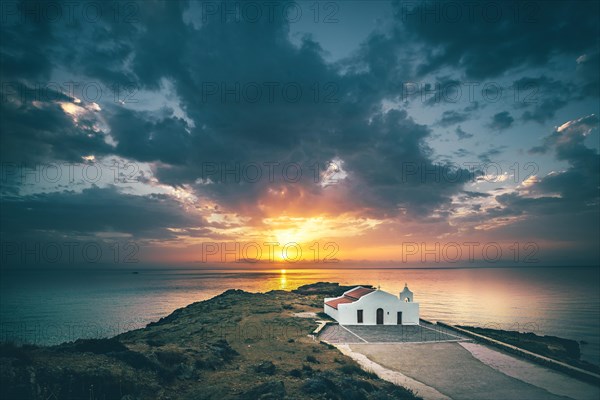 White chapel in the sea