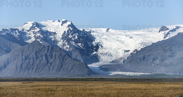 View of glacier tongues and mountains