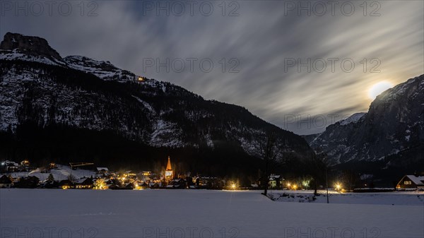 Moonrise over Trisselwand at Lake Altaussee