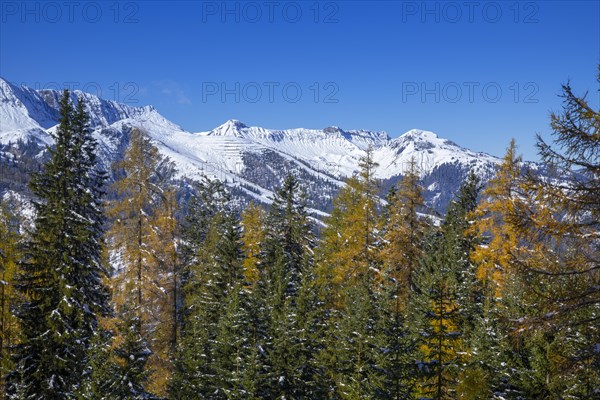 Mountain landscape in late autumn with snow