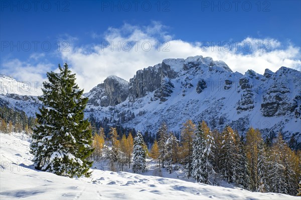 Mountain landscape in late autumn with snow