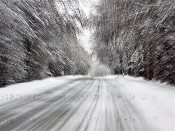 Snowy slippery road