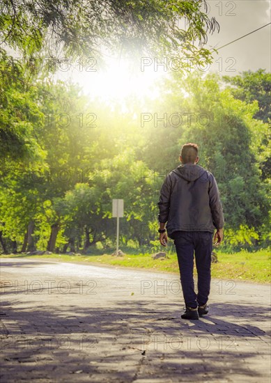 Man walking in desolate street