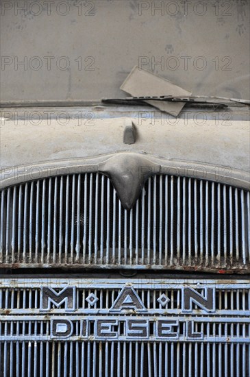 MAN Diesel emblem on the radiator grille of an old MAN truck