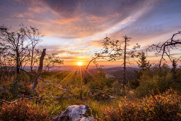 View at sunset from the slate rock of the Grosser Felberg in Taunusl