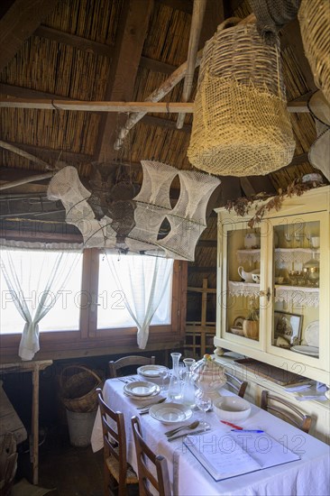 Small museum with old fishing equipment in the nature reserve Valle Canal Novo