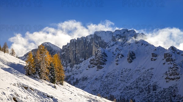 Mountain landscape in late autumn with snow