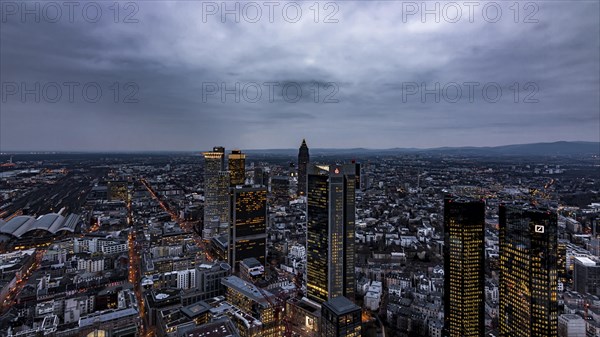 View over Frankfurt in the evening