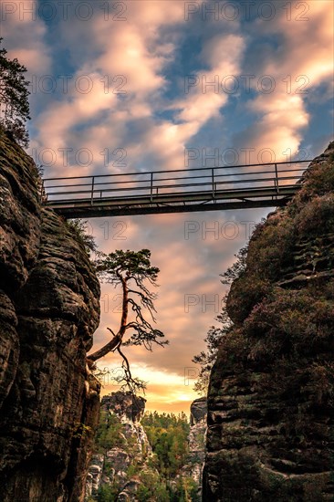 Sunrise on the Bastei Bridge in Saxon Switzerland