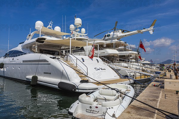 Luxury yachts anchored in the harbour of Saint Tropez