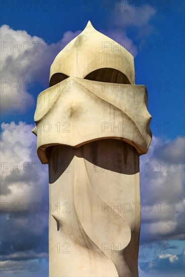 Sculptural ventilation shafts on the Casa Mila or La Pedrera by Antoni Gaudi