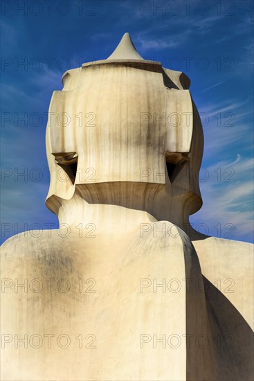 Sculptural ventilation shafts on the Casa Mila or La Pedrera by Antoni Gaudi