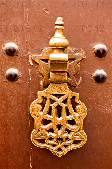 Ornate metal door knocker in the Marrakech Kasbah