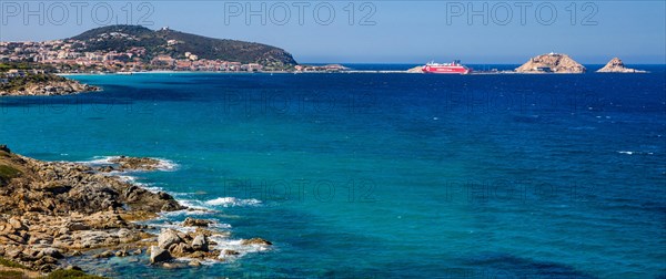 Port of L'Ile-Rousse with the offshore island of La Pietra