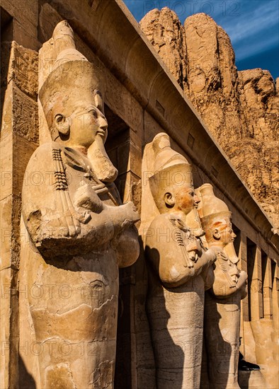 Osiris statues of Hatshepsut on the second terrace