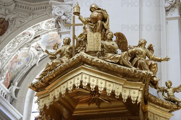 Gilded pulpit in the nave