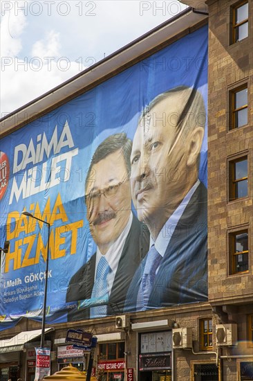 Election campaign banner with Erdogan