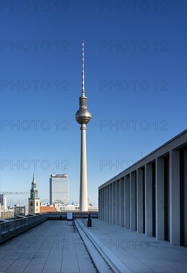 View from the roof terrace of the New City Palace to the TV Tower at Alexanderplatz