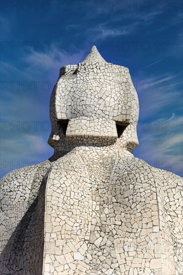 Sculptural ventilation shafts on the Casa Mila or La Pedrera by Antoni Gaudi